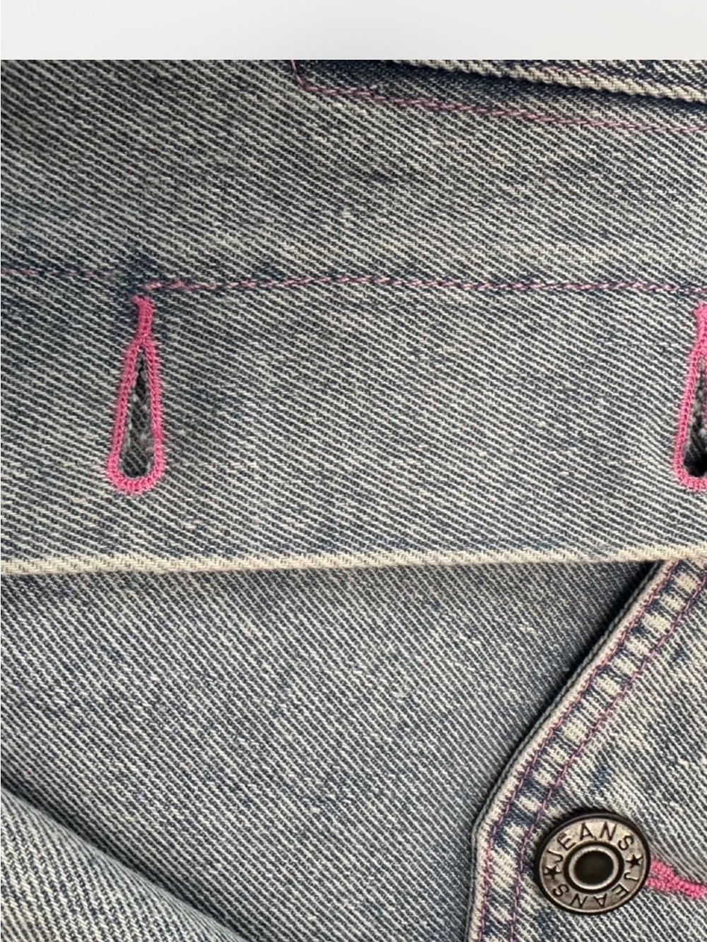 BNWT Boutique custom upcycled denim jacket pink heart empowerment patch Medium - Picture 7 of 8